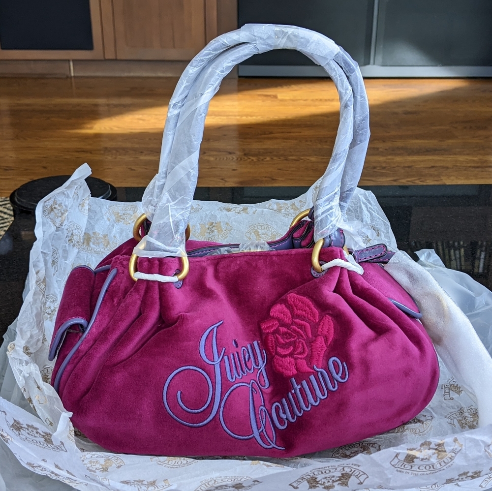 RARE, VINTAGE, Y2K NWT Juicy Couture BABY FLUFFY Grappa Velour HOBO/SATCHEL BAG